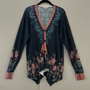 Johnny Was Floral V-Neck Cardigan